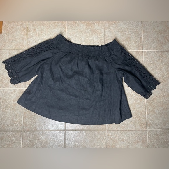 NEW Chico's Linen Off-Shoulder
Cutwork Crochet Blouse Top Size 20 - Picture 4 of 7